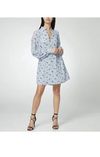 GANNI Gathered floral-print georgette mini dress In blueSz36