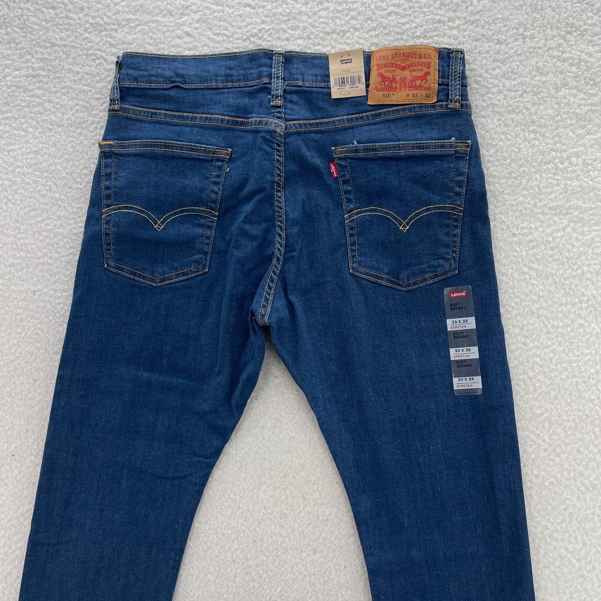 Levis 510 Jeans Mens 33x32 Blue Skinny Medium Wash Denim Grunge