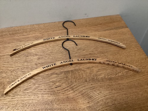 White Angel Laundry Wooden Vintage Clothes Hangers Lot of 2 Omaha Nebraska