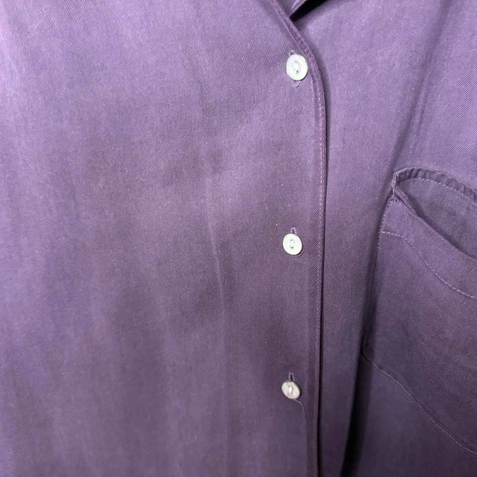 Top Valerie Stevens ciruela púrpura pura seda con botones puños manga larga mediano Foto 2 de 4
