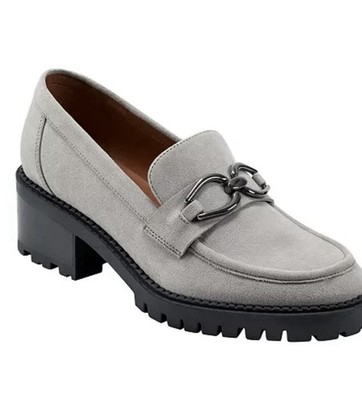NWOB Marc Fisher Delanie Slip-On Almond Toe Casual Faux Suede Gray 8M