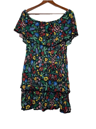 Vestido Alice + Olivia Tylie Chelsea Flor Silvestre Negro Mujer Pequeño Mini Volantes - Imagen 2 de 7