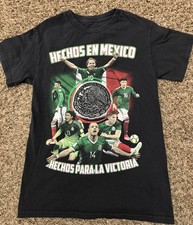 Hechos En Mexico Soccer Greats T-Shirt Black Chicharito Ochoa Sz Small