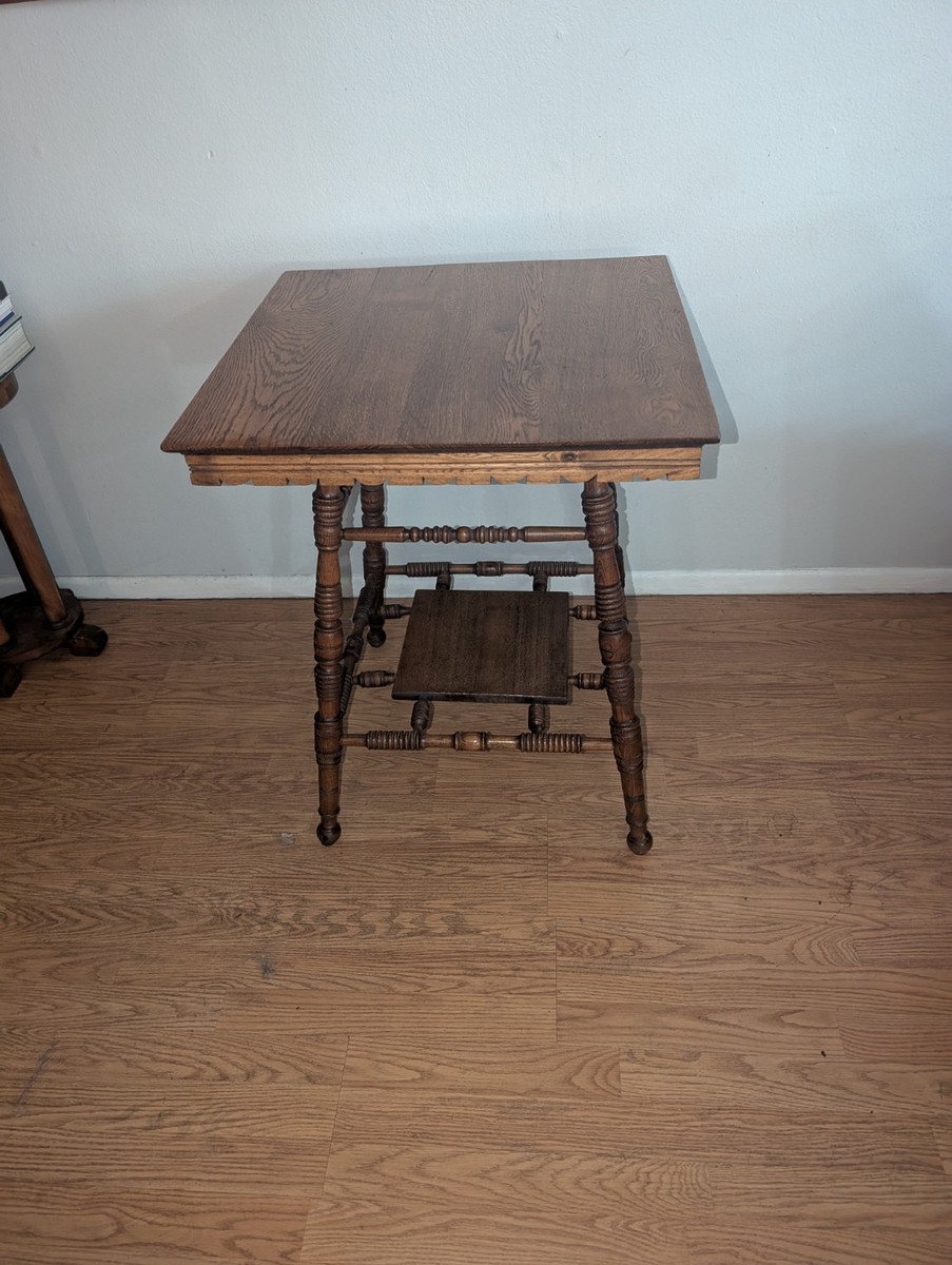 Antique Victorian Spindle Style Oak Accent Side Table | eBay