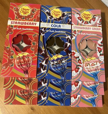 Chupa Chups Duft-Teelichter - 90 Stück - Cherry, Strawberry, Strawb Cream, Cola