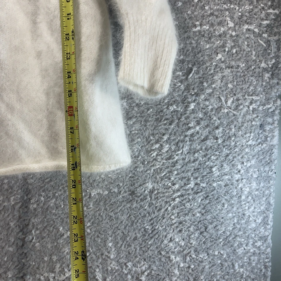 MODA International Angora Rabbit Hair Cropped Open Cardigan Women’s XS White - Image 3 of 4