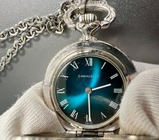 Vintage Caravelle by Bulova Hunter Case Pocket Watch w/ OEM Chain Original Owner