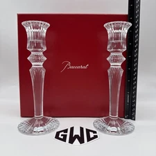 Baccarat Mille Nuits Clear Crystal Candlesticks Holder Set Of 2 2600553