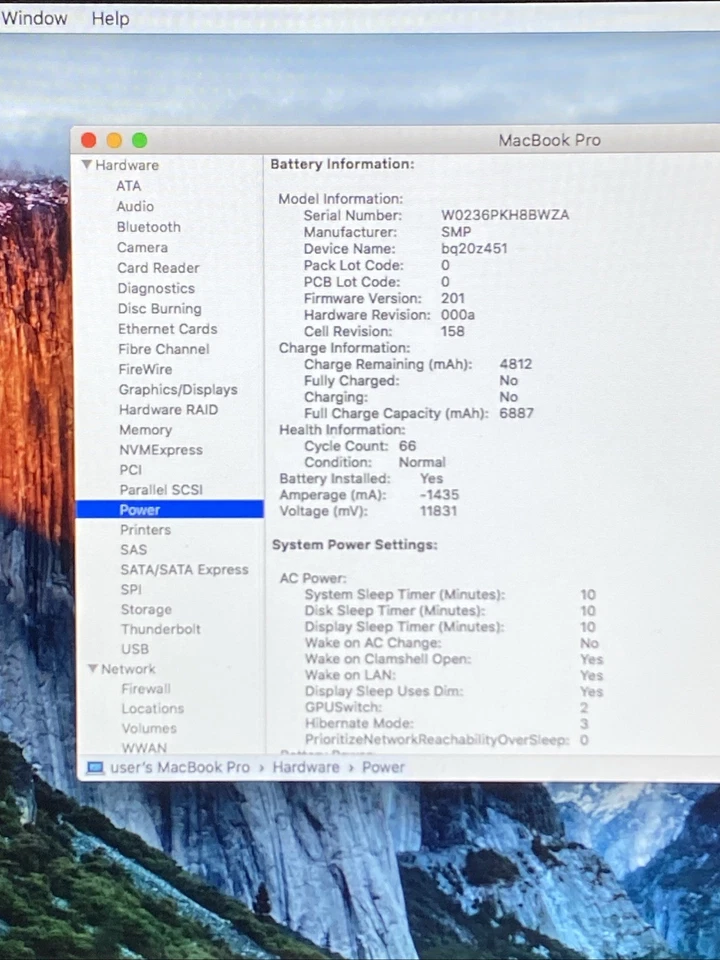 Apple MacBook Pro 15" 2009 A1286 C2D P8800 2.66GHz 8GB 320GB EI Capitan Nvidia - Image 4 of 4