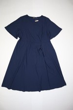 Bloomchic Dress Womens 2XL Navy Blue Short Sleeve Flare Plus Size Polyester New