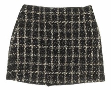 Abercrombie Fitch Vtg Tweed Mini Skirt Preppy Black White Plaid Collegiate L