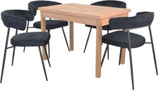 Essgruppe, Tischgruppe 5-teilig Schwarz/Eiche Nb.  Sitzgruppe Tisch & Stuhl Set