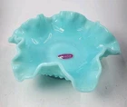 Vintage Fenton Green Pastel Hobnail Milk Glass Bon Bon Candy Dish