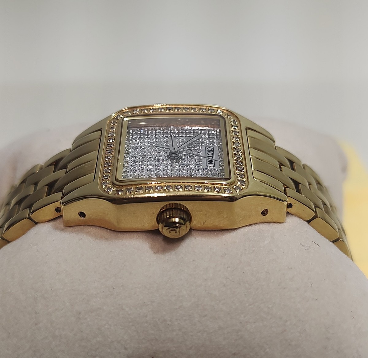 Croton Diamond Case and Dial Stainless Steel Ladies Watch, CR207775 Croton Ladies Silvertone Round Mother of Pearl Dial Watch  main image 2