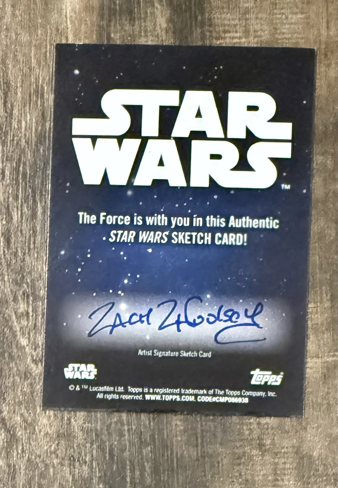 2025 Topps Chrome Star Wars K-2SO Silver Foil Sketch Artist Auto /1 Woolsey📈 - Image 3 of 3