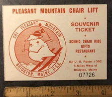 Pleasant Mountain Ski Area Souvenir Chair Lift Ticket Bridgton Maine