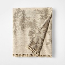 Woven Floral and Leaves Pattern Throw with Fr...