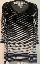 CJ Banks Woman Large Black White Blue Polka D...