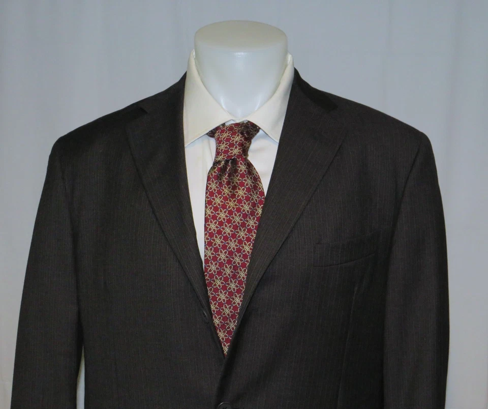 Vestimenta Charcoal Gray Striped Hand Made Three Button Suit 42R - Image 4 of 4