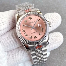 2pcs custom watch (1x31mm+1x39mm) pink dial roman marks