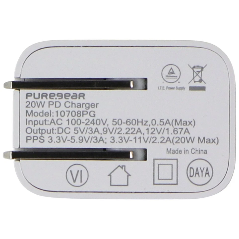 PureGear LightSpeed (20-Watt) USB-C Wall Charger Travel Adapter - White - Image 4 of 4