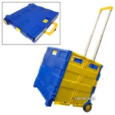 Large Folding Shopping Trolley Cart Foldable Rolling Car Boot Storage Box 40kg