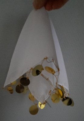 Halay Mendili weiß mit goldenem Glitzer