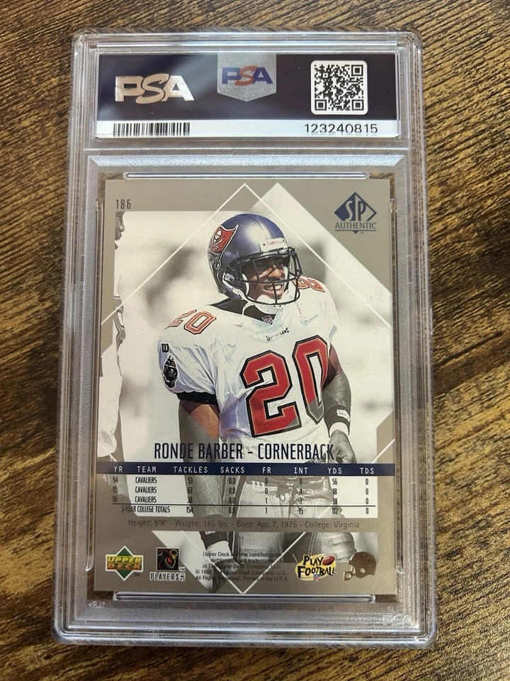 1997 SP Authentic Ronde Barber #186 (RC) PSA 6 - Image 2 of 2