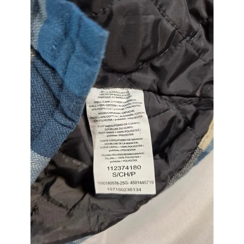 Wrangler Men Blue Plaid Hooded Quilted Flannel Shirt Jacket Size Small 112374180 image 5