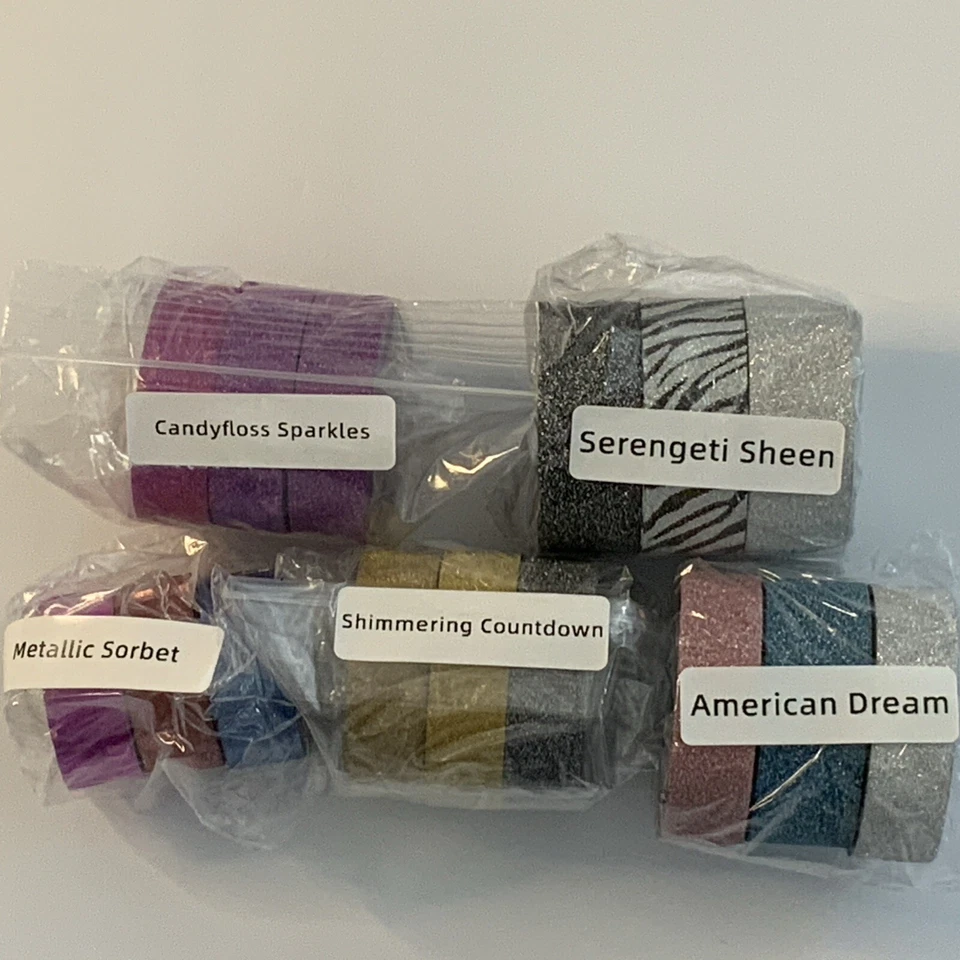 LOTE de 15 rollos Washi Tape brillo azul rosa cebra plata negro dorado púrpura Foto 2 de 4