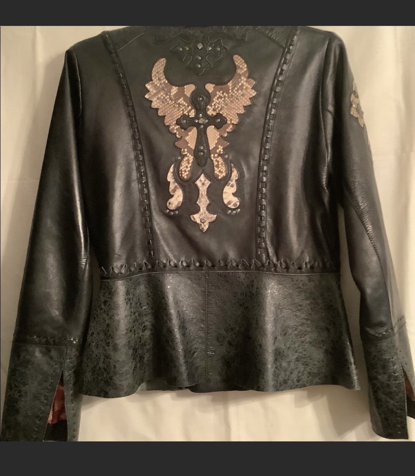 Lamb Skin Jacket with Real Python  Skin Inlays Si… - image 1