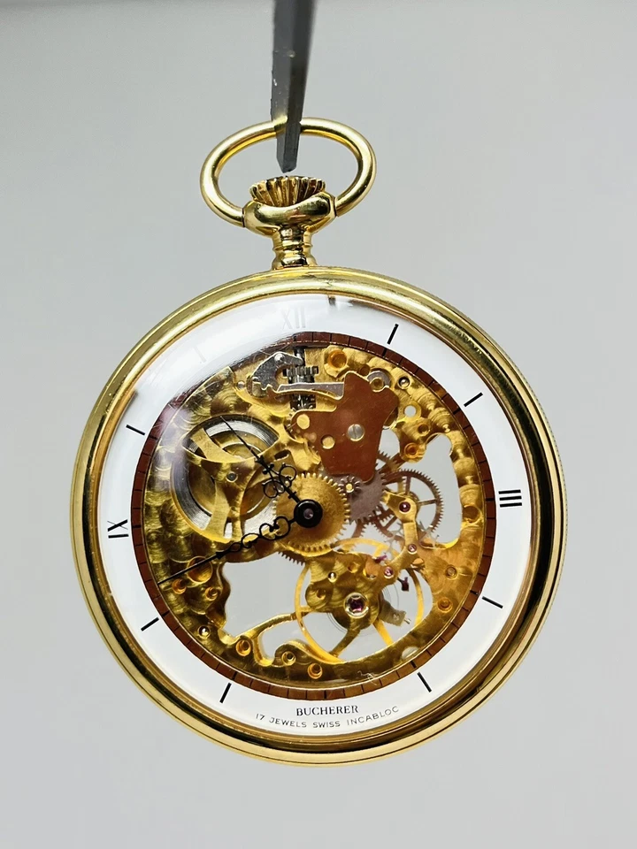 Vintage Bucherer Skeleton Pocket Watch 17 Jewels Incabloc Swiss Made - Image 4 of 4