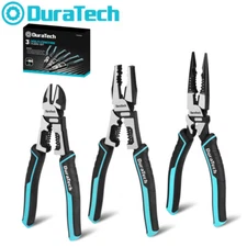 DURATECH 3PCS Pliers Large 6 in 1 Multifunctional Wire Stripper Crimper Cutter