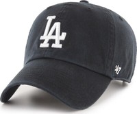 47 Brand Los Angeles Dodgers Black Clean Up Curved Visor Strapback Cap