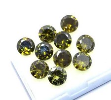 Natural 6 mm 10 Pcs Lot Certified Cambodian Green Color Zircon Loose Gemstone