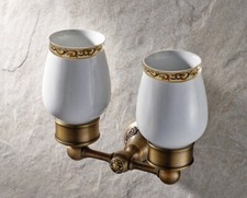 Antique Brass Carved Wall Mount Bathroom Accessories Toothbrush Holder sba432