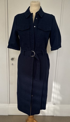 Whistles Linen Dark Blue Hilary Utility Shirt Dress Size UK 6 NEW WITH TAGS £145 - Picture 5 of 13
