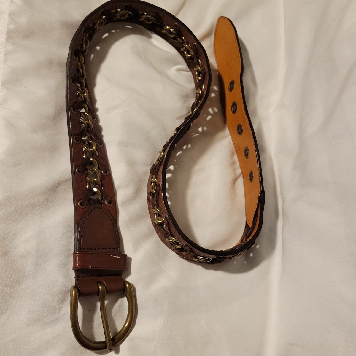 Braided Tan Leather Belt with Brass Accents Braided Wide Standard - 1.5 main image 3