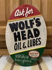 Wolfs Head Oil Lube Cast Iron Sign Vintage Style Wall Decor Motor Gas Garage