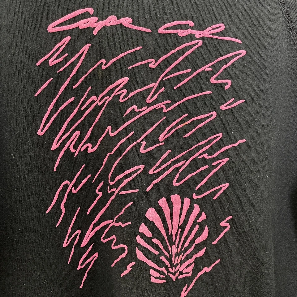 Sudadera Cape Cod Massachusetts Cuello Redondo Negra Talla XL Estampado Puff Playa De Colección Foto 2 de 4