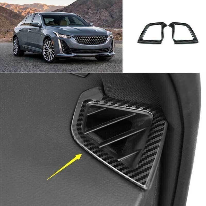 2*For Cadillac CT5 2020-2023 Carbon Fiber Steel Upper Air Outlet Vent Frame Trim