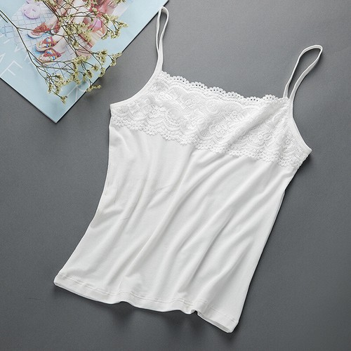 Women Cotton Tank Top Vest Camisole Lace Spaghetti Strap Undershirt Casual - Picture 11 of 12