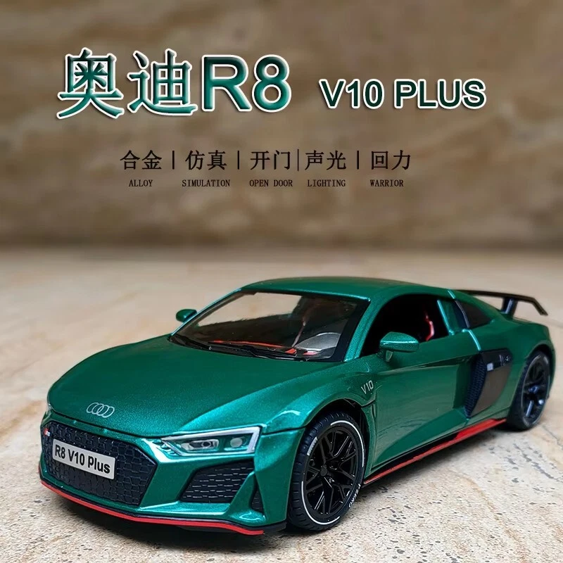 1:24 Audi R8 V10 Plus Coche Deportivo Modelo Coche Diecast Colección Luz de Sonido Regalo Foto 3 de 4