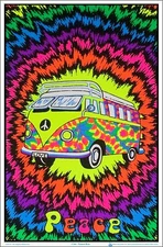 Peace Bus Flocked Blacklight Poster - 23" x 35"