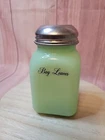 Vintage McKee Jadeite Bay Leaves Square Glass Jar 1930's