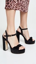 525 Stuart Weitzman Mirri Bow Suede Platform Sandals BLACK SUEDE 10.5 PB13