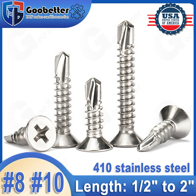#8 #10 Phillips Flat Wafer Head Self Tapping/Drilling Screws 410 Stainless Steel