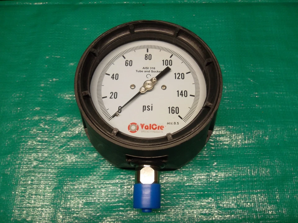 Process Pressure Gauge 4-1/2" Face 160 PSI 1/2" NPT Phenolic w/Stainless Lower - Image 2 of 3