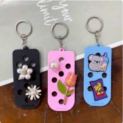8pcs 1 Each Color Shoe Charms Keychain Holder for Jitbitz with Hole EVA Keyrings