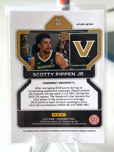 2022 Panini Prizm Draft Picks NBA Scotty Pippen Jr. RC Green #99 - Picture 2 of 2